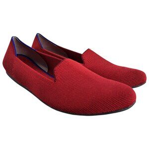 Rothys The Loafer Round Toe Ballet Flat Size 8.5 Red Slip On Knit Casual Career